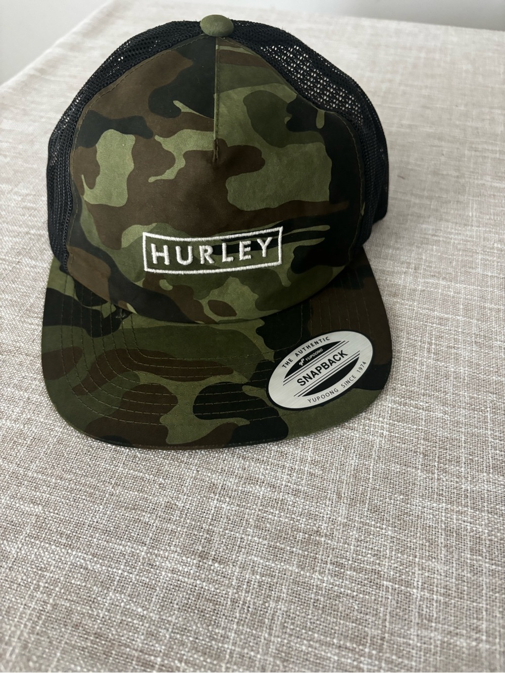 Hurley Camouflage Mesh Back Snapback Hat - Green & Black